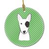 Caroline's Treasures Green Plaid Bull Terrier Ceramic Ornament bb1132co1 view 1