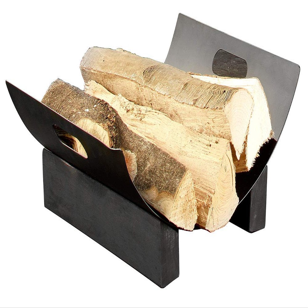Carlo Milano Metal Fireplace Wood Holder for Decorative Firewood Storage