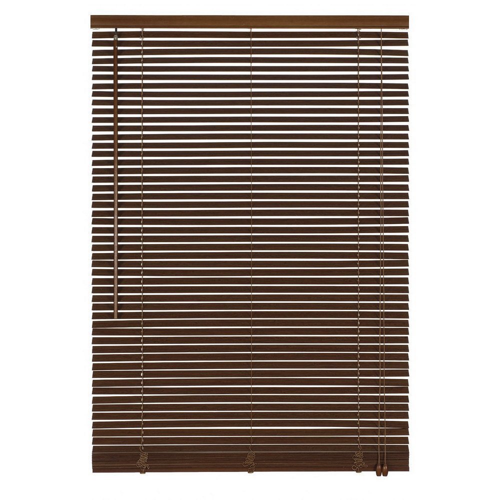 Easy-Shadow Custom-Made Real Wood Bamboo Blind, 140 x 180 cm, Dark Brown, Right-Side Control