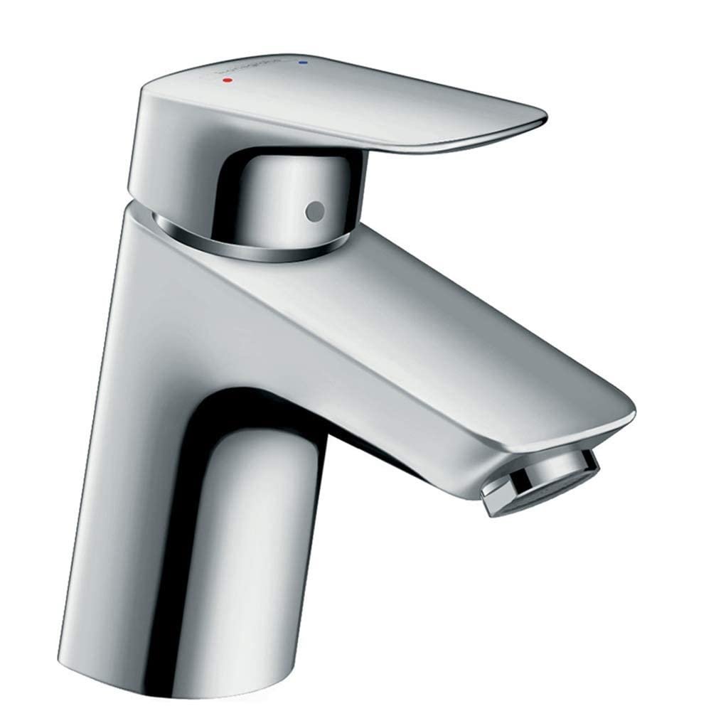 hansgrohe Logis single-lever bathroom faucet with Push-Open drain, 67 mm spout height, EcoSmart, chrome, 71077000