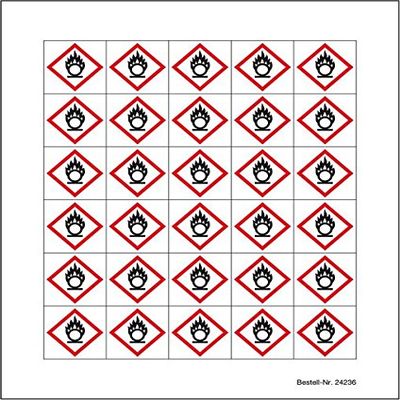 LEMAX Mini Symbol GHS 03 Oxidizing Substances, Self-Adhesive Film, 20 x 20 mm, 30 per Sheet
