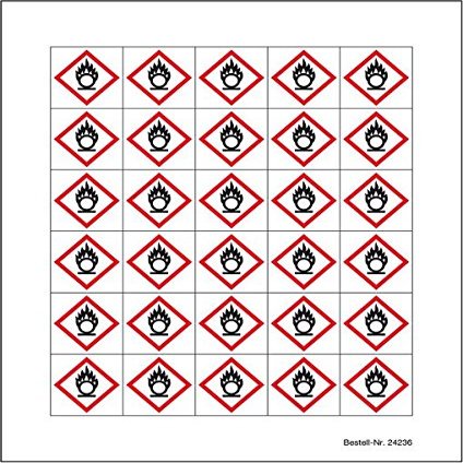 LEMAX Mini Symbol GHS 03 Oxidizing Substances, Self-Adhesive Film, 20 x 20 mm, 30 per Sheet