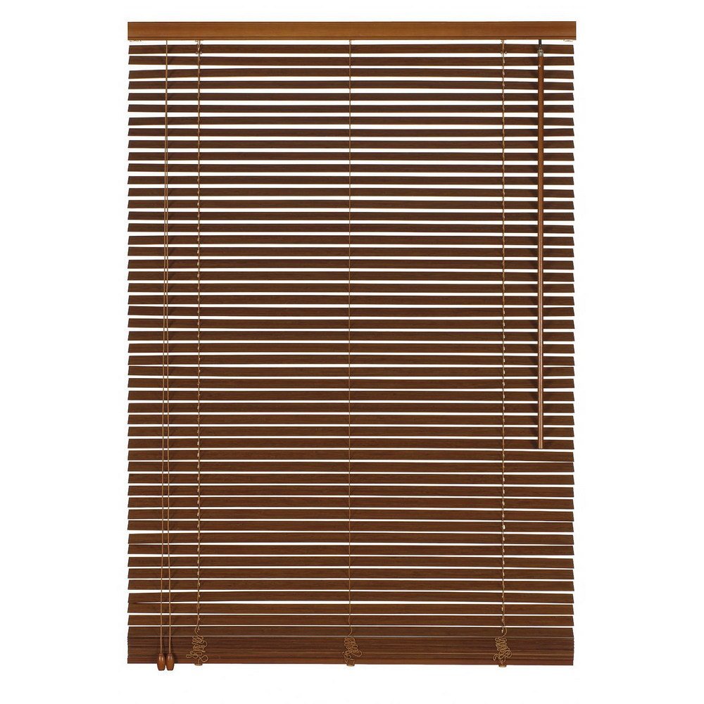 Easy-Shadow Wooden Venetian Blind, Bamboo, Solid Wood, 55 x 130 cm, Brown, Left-Side Control — Custom-Made