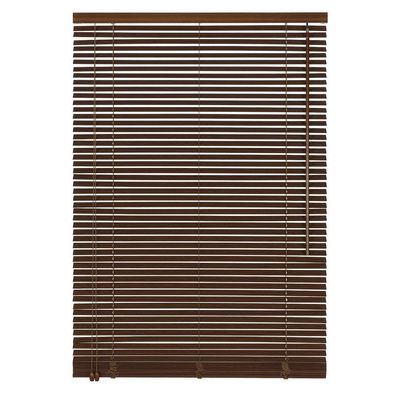 Easy-Shadow Custom-Made Wooden Blind, Bamboo, 165 x 140 cm, Dark Brown, Left-Side Control