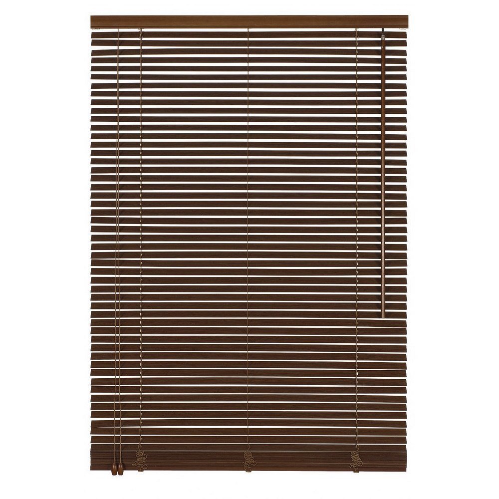 Easy-Shadow Custom-Made Wooden Blind, Bamboo, 165 x 140 cm, Dark Brown, Left-Side Control