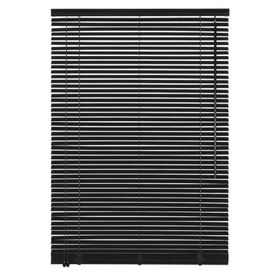 Easy-Shadow Wooden Blind, Bamboo Venetian Blind, Solid Wood Roller Blind, 170 x 160 cm, Black, Left-Side Operation — Made to Measure