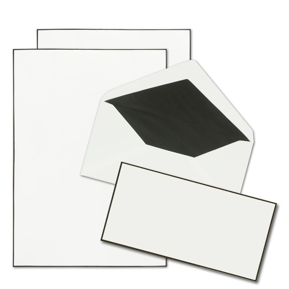 100 Mourning Letter Sets, A4, with Lined Envelopes