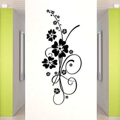Grandora Elainore I Hibiscus Floral Vine Wall Decal, White, 58 x 139 cm