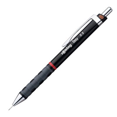 rOtring Tikky Mechanical Pencil, Color-Coded, 0.5 mm, Black Barrel, 12-Pack