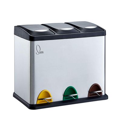 SVITA TC3X8 Kitchen Bin, 24 L, 3 x 8 L, Stainless Steel