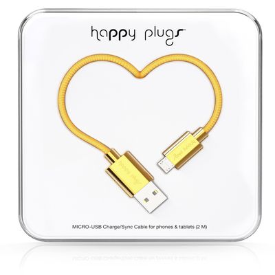 Happy Plugs Deluxe Micro USB to USB Charging and Sync Cable, 2 m, Gold