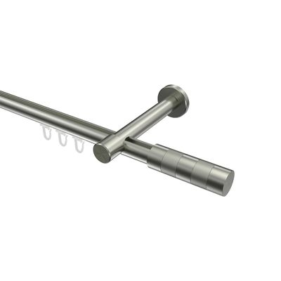 INTERDECO Internal-Track Curtain Rod 20 mm, Metal, Stainless Steel Look, Wall-Mounted, Type 10213525, 320 cm