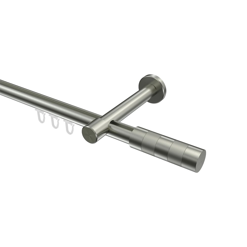 INTERDECO Internal-Track Curtain Rod 20 mm, Metal, Stainless Steel Look, Wall-Mounted, Type 10213525, 320 cm