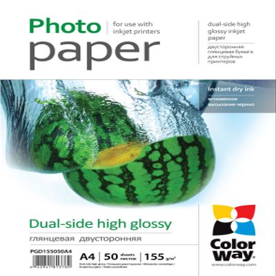 ColorWay Photo Paper, A4, 155 g/m², Double-Sided Glossy, 50 Sheets