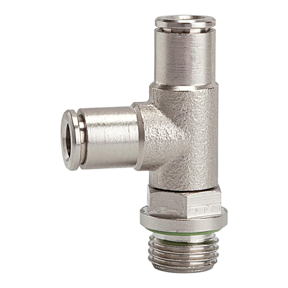 RIEGLER 108944-862.014-8 Swivel L-Shaped T Push-In Fitting, G 1/4 Male to 8 mm