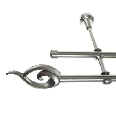 BASIT 16 mm Double Curtain Rod, Stainless Steel Look, Wall-Mounted, 480 cm, H24