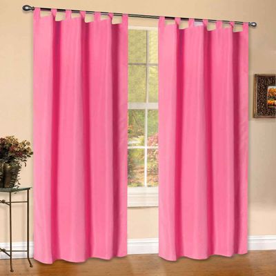 Opaque Matte Microsatin Curtain, Solid Pink, Loop Top, 225 x 140 cm