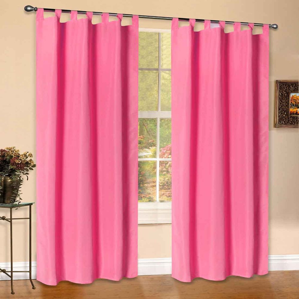 Opaque Matte Microsatin Curtain, Solid Pink, Loop Top, 225 x 140 cm