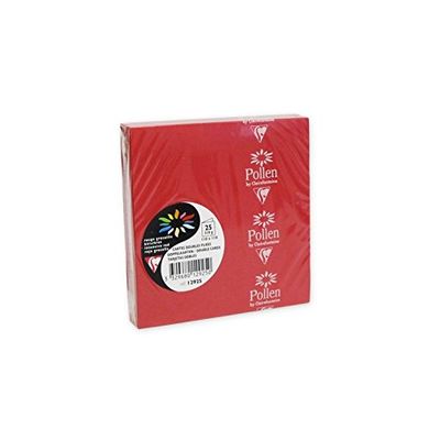 Clairefontaine Pollen 12925C – Pack of 25 Folded Cards, 110 x 110 mm, 210 gsm, Cherry Red