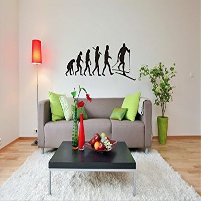 blattwerk-design Wall Decal, Evolution Ski, Skiing Sports Motif, Various Sizes and Colors (M072 Light Gray, 450 mm x 160 mm)