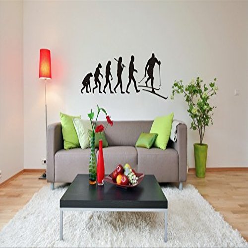 blattwerk-design Wall Decal, Evolution Ski, Skiing Sports Motif, Various Sizes and Colors (M072 Light Gray, 450 mm x 160 mm)