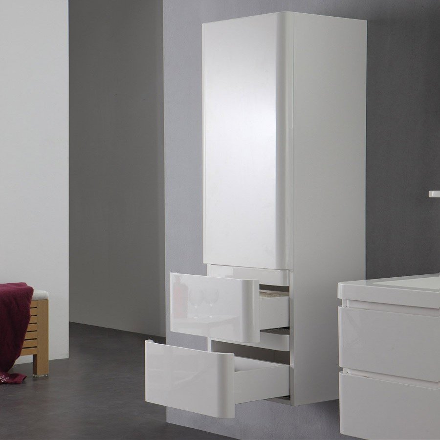 KZOAO Berlin Bathroom Cabinet, 120 cm, White, Preassembled, Left-Hinged Door