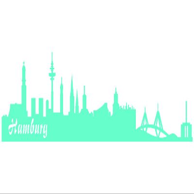 Samunshi Hamburg Skyline Wall Decal, 50 x 10 cm, Mint