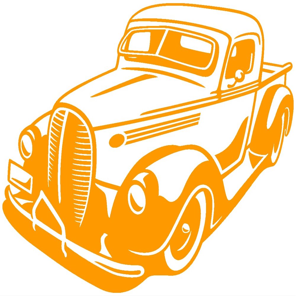 Samunshi Vintage Pick-Up Muscle Car Wall Decal, 50 x 38 cm, Golden Yellow