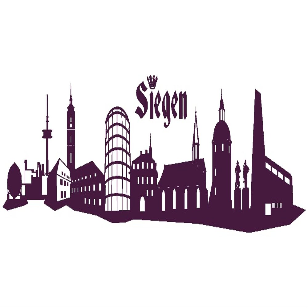 Samunshi Siegen Skyline Wall Decal, 150 x 33 cm, Aubergine