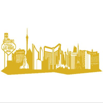 Samunshi Las Vegas Skyline Wall Decal, 220 x 43 cm, Metallic Gold Effect