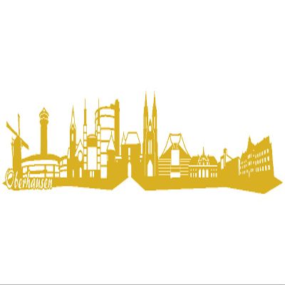 Samunshi Oberhausen Skyline Wall Decal, 150 x 23 cm, Gold Metallic Effect