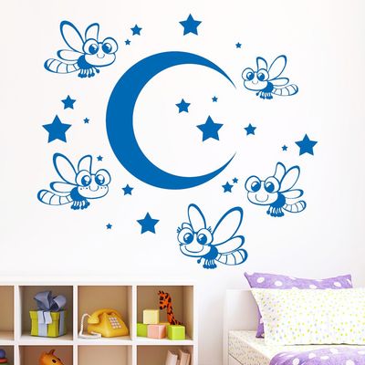 Loft Wall Decal “Fireflies in the Moonlit Night” – 49 Colors, 3 Sizes, Sulfur Yellow, 55 x 60 cm