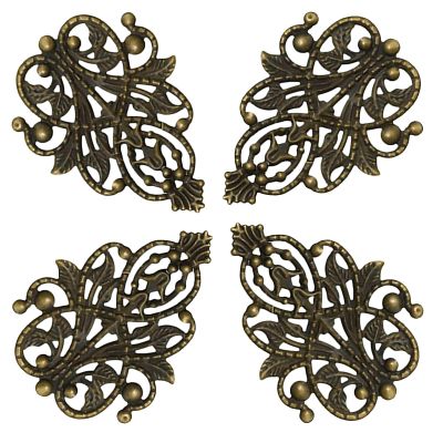 maDDma 10 Decorative Ornament Plaques, Tendril, 48 x 35 mm, Antique Brass