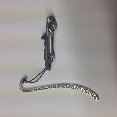 Patterned Bookmark with Cord and Triumph Herald 948 Convertible 3D Pewter-Effect Emblem