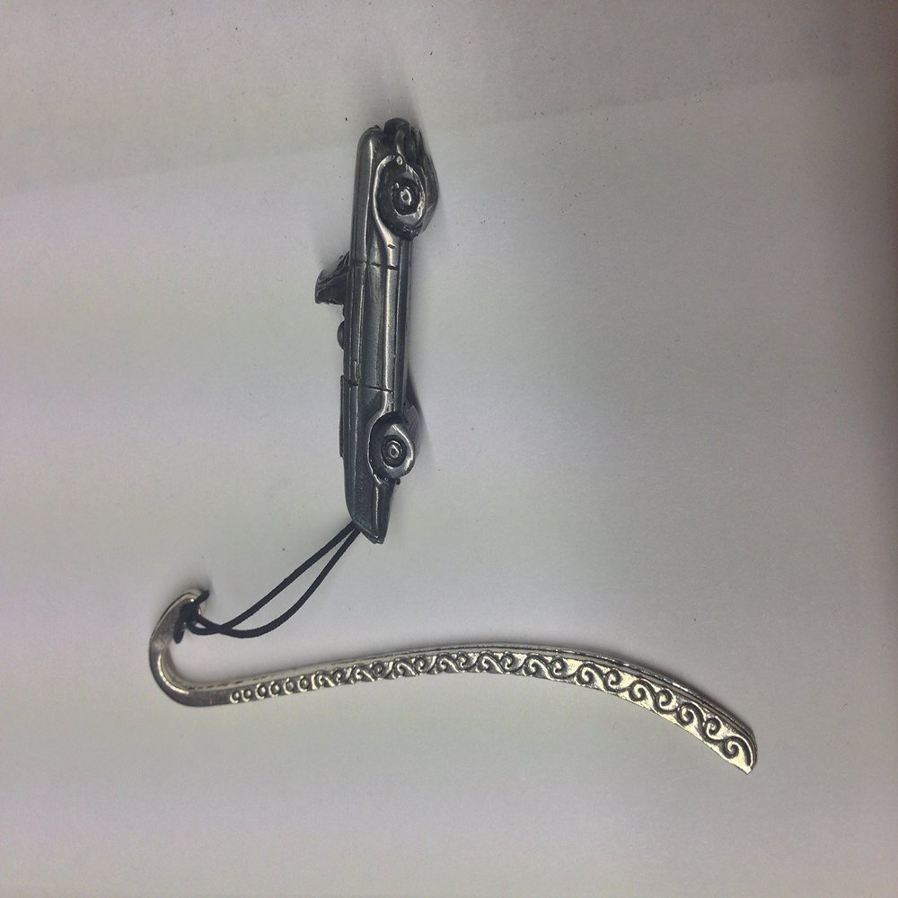 Patterned Bookmark with Cord and Triumph Herald 948 Convertible 3D Pewter-Effect Emblem