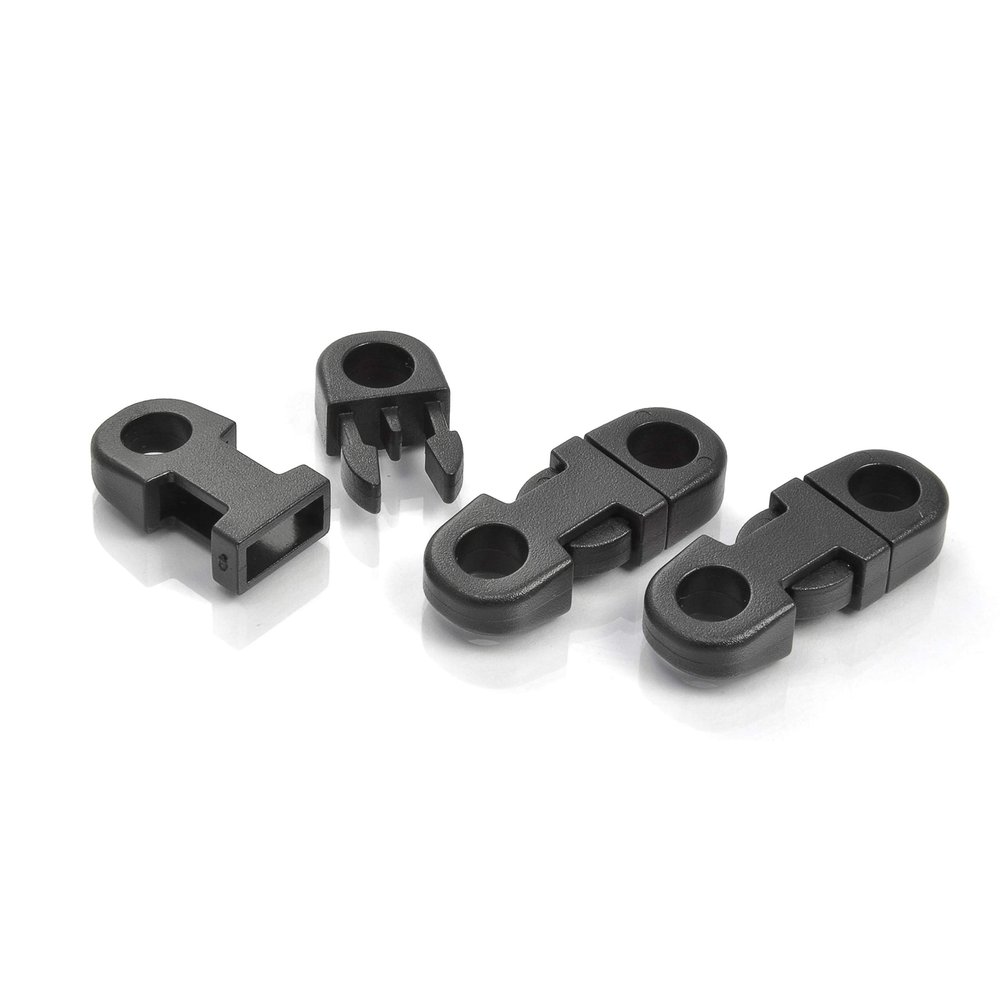 Ganzoo Plastic Side-Release Buckles, 10-Pack, Black, 27 x 10 mm, 6 mm Eyelet, for Paracord Bracelets, Dog Collars, Straps and Cords