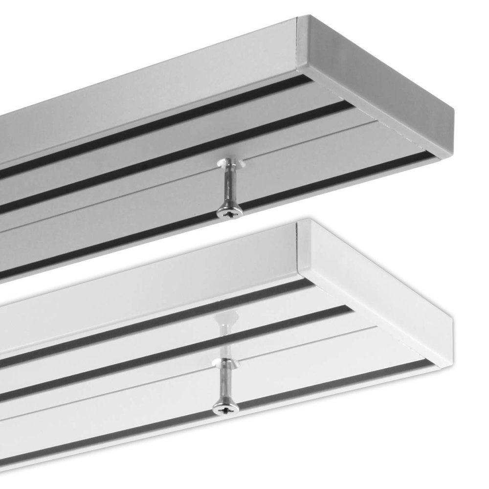 Dekoline 3-Track Panel Curtain Track, White, Pre-Drilled, 4.80 m