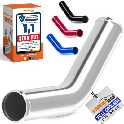 45° Aluminum Tube Elbow, 76 mm OD, Silver, Polished & Beaded