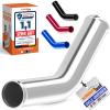 45° Aluminum Tube Elbow, 76 mm OD, Silver, Polished & Beaded view 1