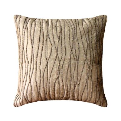 The HomeCentric Beige Jute Cords Decorative Pillow Cover, 16 x 16 in