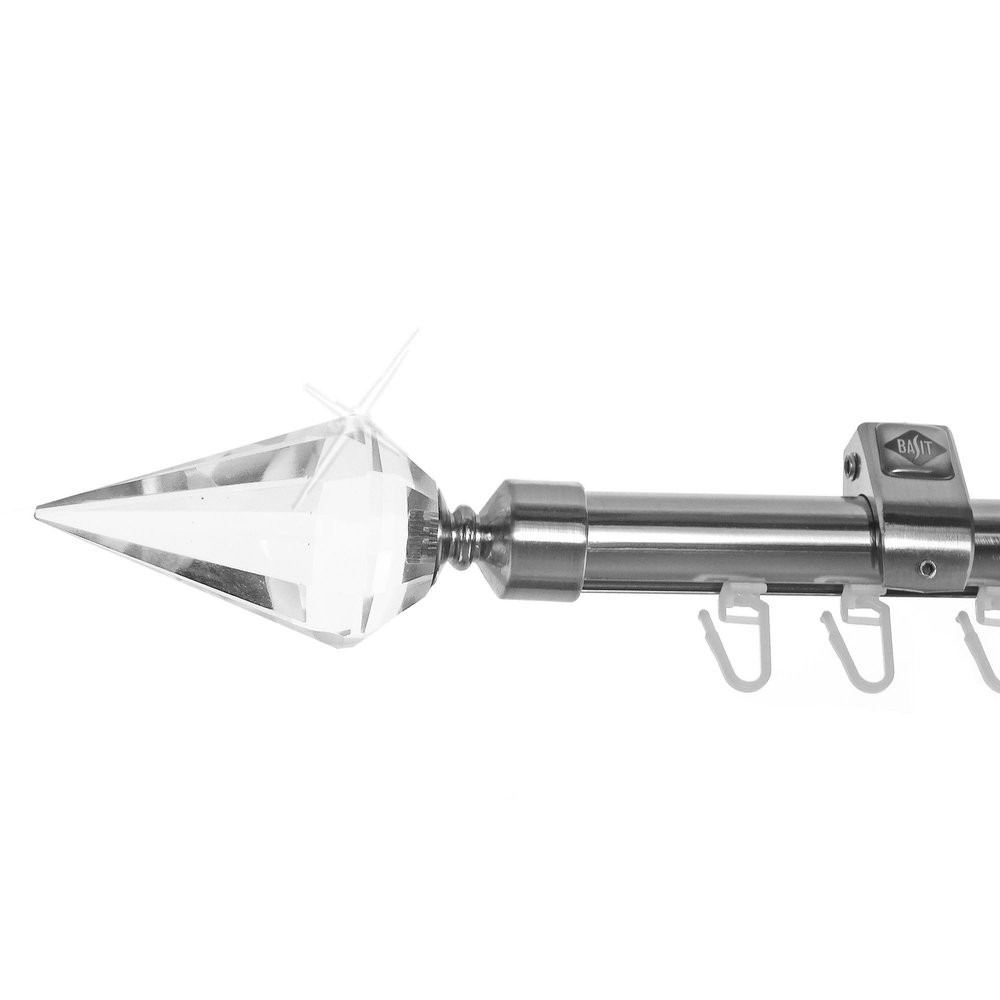 BASIT Inside-Run Curtain Rod, Stainless Steel Look, 20 mm, Ceiling-Mount, 360 cm, Single Track, D50I