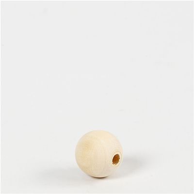Wood Beads, D: 15 mm, Hole Size 3 mm, 20 pcs