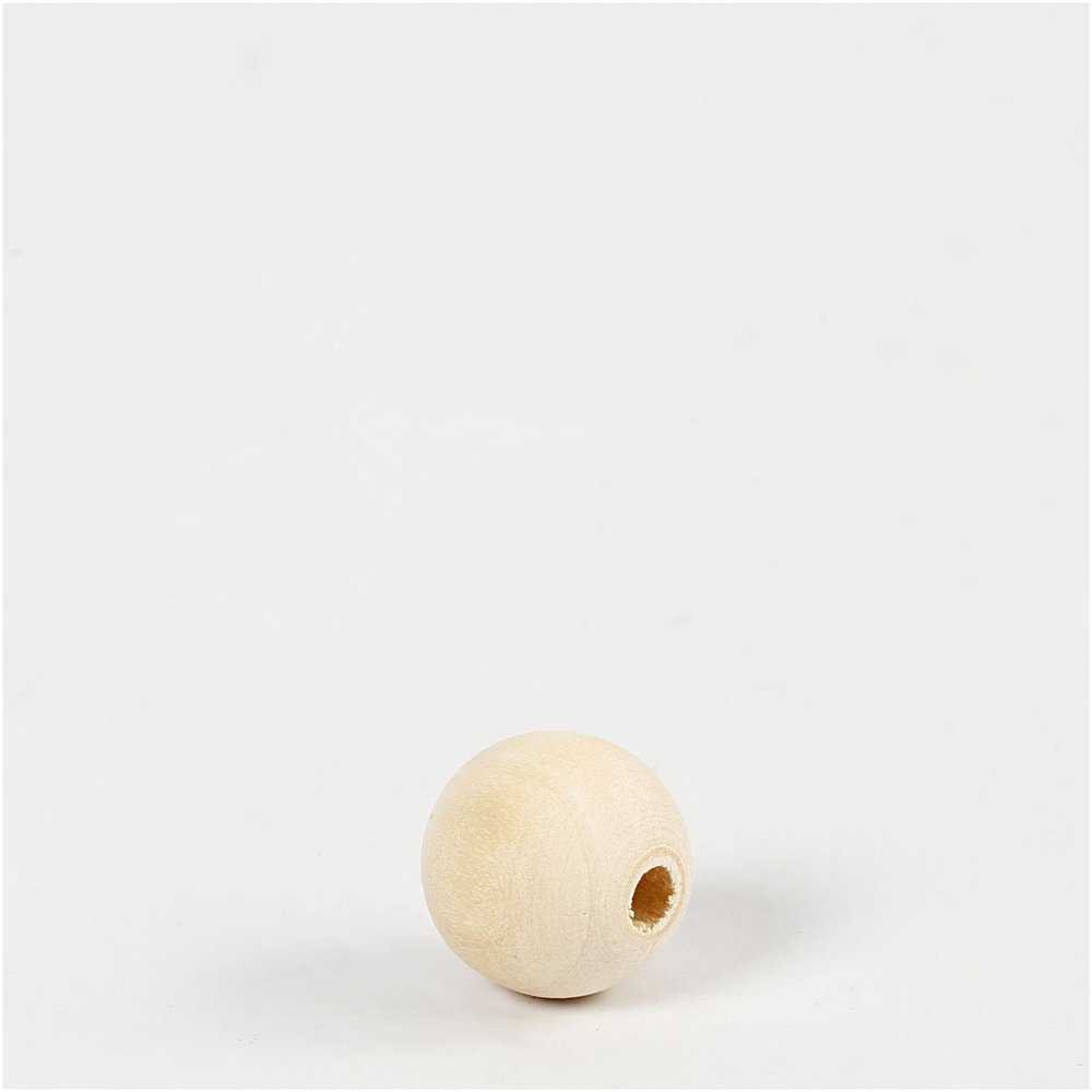 Wood Beads, D: 15 mm, Hole Size 3 mm, 20 pcs