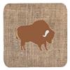 Caroline's Treasures Buffalo Jute and Brown Foam Coasters, 4-Pack, 3.5 in H x 3.5 in W, Multicolor view 1