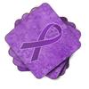 Caroline's Treasures Purple Ribbon Pancreas and Leiomyosarcoma Cancer Awareness Foam Coasters, Set of 4, 8.9 cm H x 8.9 cm W, Multicolor view 2