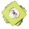 Caroline's Treasures BB1283FC Checkerboard Lime Green Pekingese Foam Coasters, Set of 4, 3.5" x 3.5", Multicolor view 2