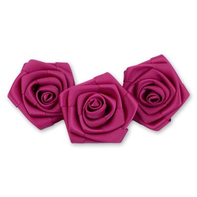 Satin Roses 6cm - Set of 3 - Burgundy