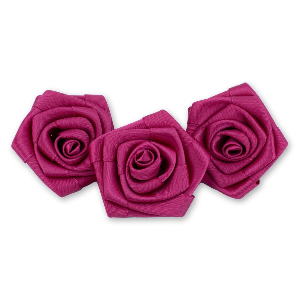 Satin Roses 6cm - Set of 3 - Burgundy