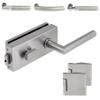 Hope Q WC Glass Door Lock Set with Integrated Thumbturn, 3-Piece Hinges, Satin Stainless Steel view 1