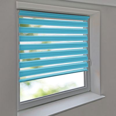 Easy-Shadow Duo Roller Blind Vario, Clamp-Fix, 90 x 150 cm, Light Blue, Light-Transmitting, No Drilling, Custom-Made